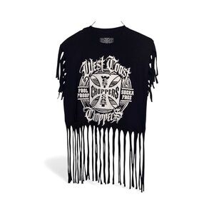 West Coast Choppers Black Fringe cropped top